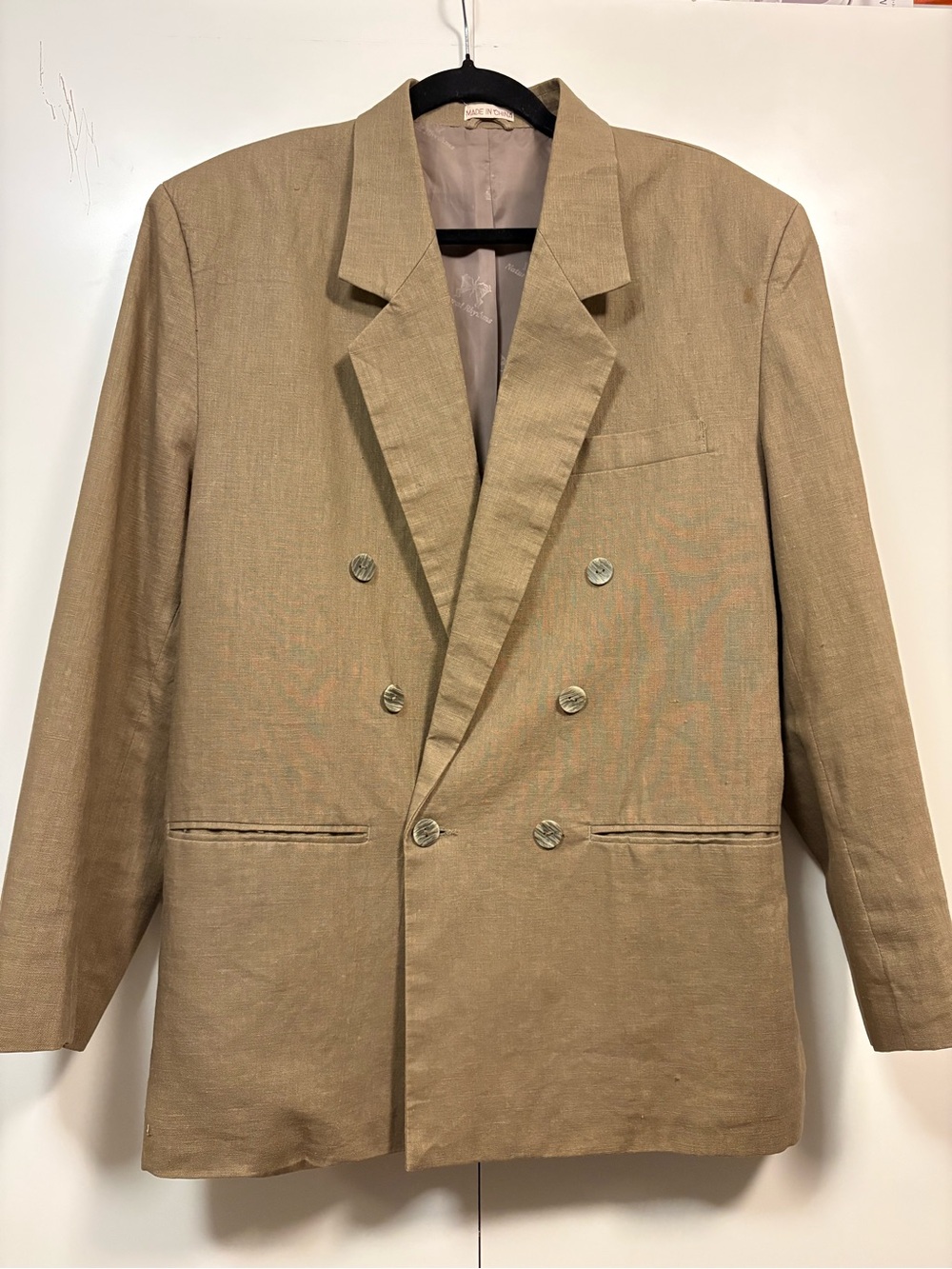 Vintage 1990s Natural Rhythms double-breasted linen-cotton blend blazer